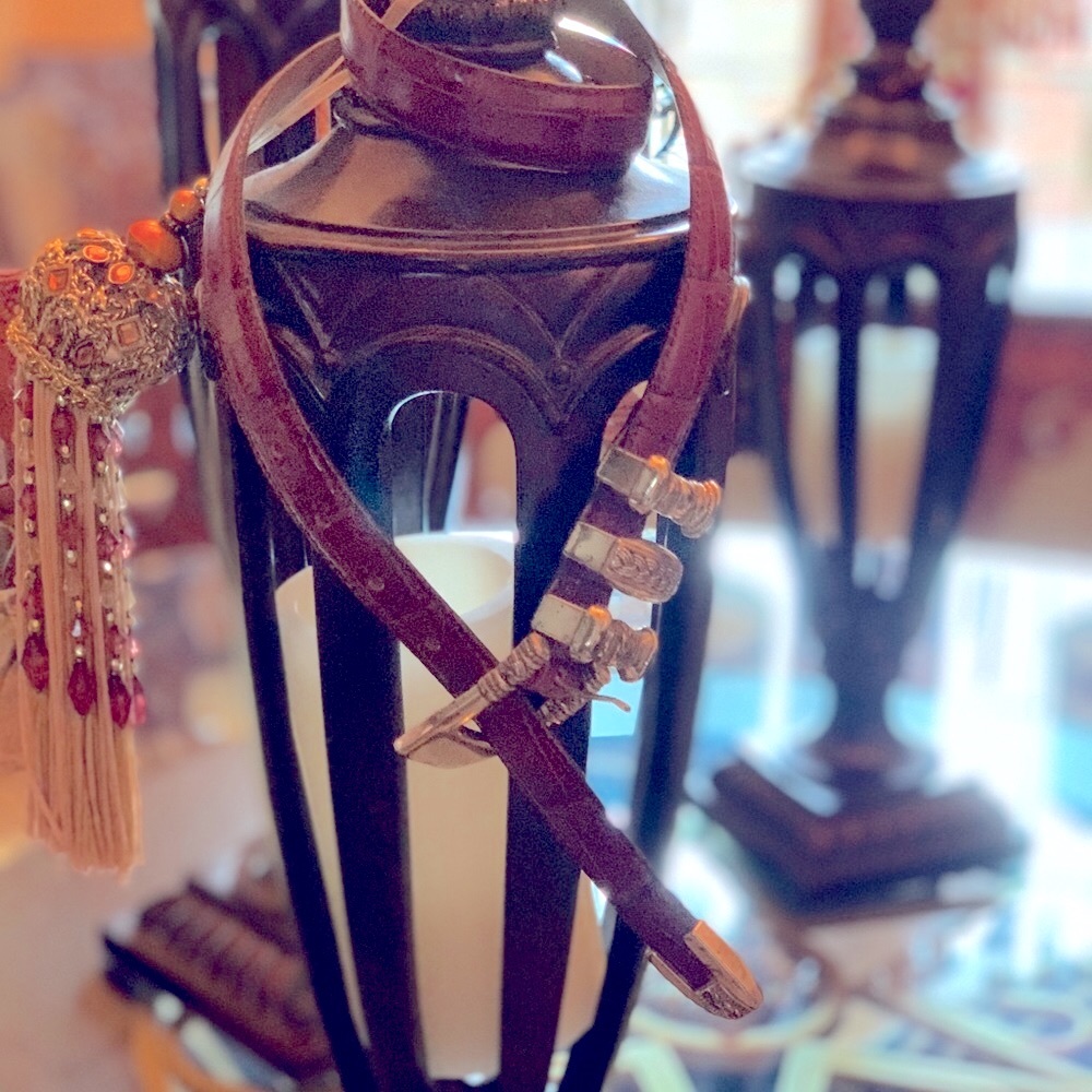 Enmon Leather Crocodile Embossed Belt